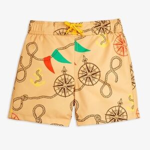 NWT MINI RODINI BOY NAUTICAL SWIM SHORTS Trunks Brown with Nautical Print